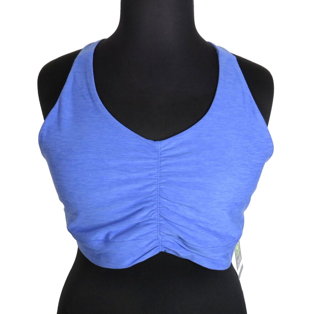 Athletic Works Sports Bra Women 2X Blue Buttercore Ruched Athleisure Gorpcore